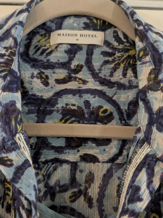 Maison Hotel Vintage Blue Cotton Roberta Dress Medium - Picture 3 of 10